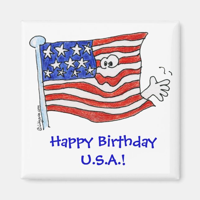 Cartoon Flag Waving Magnet (Front)