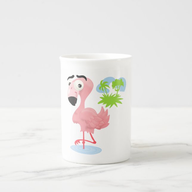 Cartoon Flamingo Bone China Mug (Front)