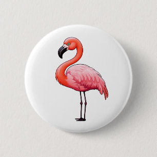 Cartoon flamingo illustration 6 cm round badge