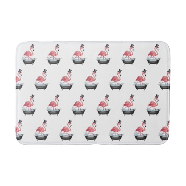 Cartoon Flamingo Pattern Bath Mat (Front)