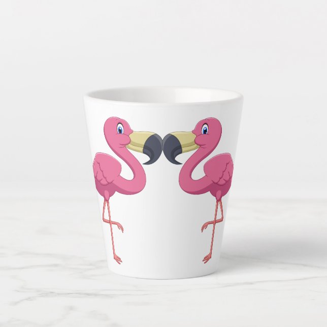 Cartoon Flamingos Personalise Latte Mug (Front)