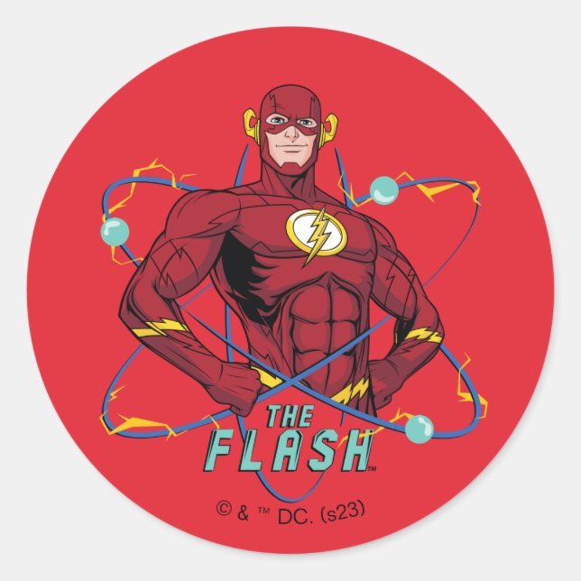 Cartoon Flash Atomic Graphic Classic Round Sticker (Front)