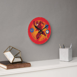 Cartoon Flash Laboratory Running Graphic Round Clock