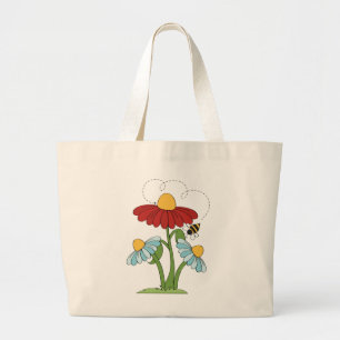 Cartoon Floral jumbo totebag Large Tote Bag