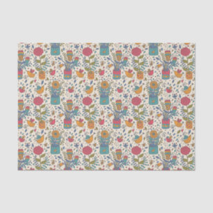 Cartoon floral pattern with birds 2 tissue paper