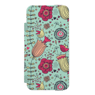 Cartoon floral pattern with birds incipio watson™ iPhone 5 wallet case