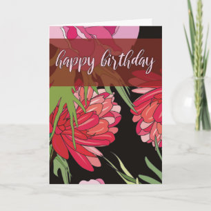 Cartoon Flowers Birthday Card