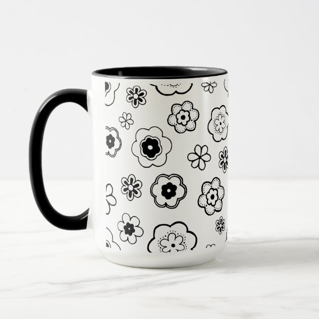 cartoon flowers coffee mug (Left)