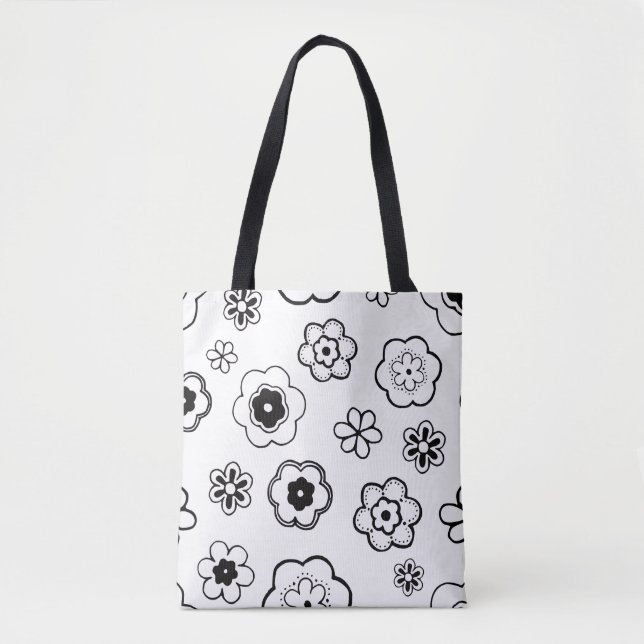 cartoon flowers tote bag (Front)