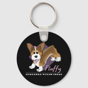 Cartoon Fluffy Pembroke Welsh Corgi Key Ring