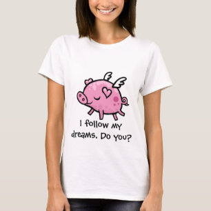 Cartoon Flying pig customisable text T-Shirt