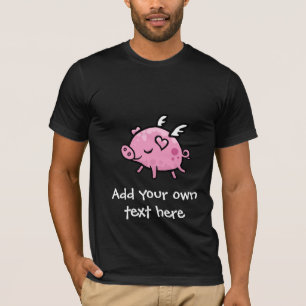 Cartoon Flying pig customizable text T-Shirt