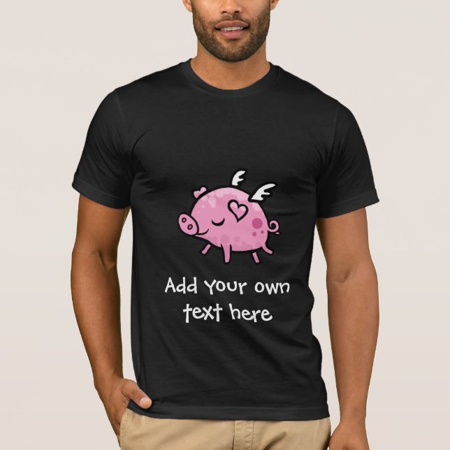 Cartoon Flying pig customizable text T-Shirt (Front)
