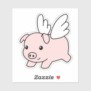 Cartoon Flying Pig - Cute Piglet with Wings