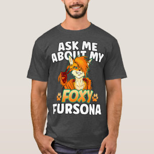 Cartoon fo with cute furry fersona fursuit funny f T-Shirt