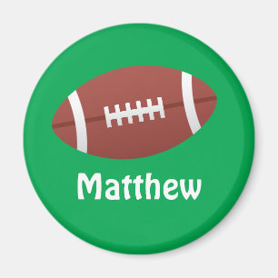 Cartoon football green personalised name magnet