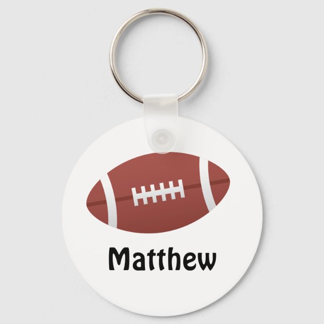 Cartoon football personalised name custom key ring (Front)