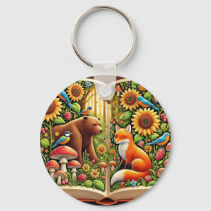 🌻 Cartoon Forest Animals Nature Keychain Gift 