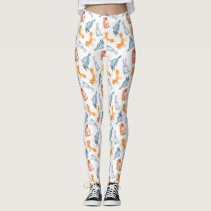 Cartoon forest animals. Wolf, bear, fox and hare. Leggings