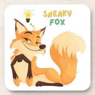 Cartoon fox and a long bushy tail coaster
