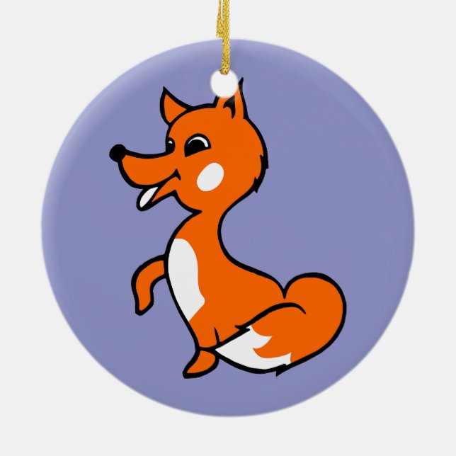 Cartoon Fox Ceramic Ornament (Back)