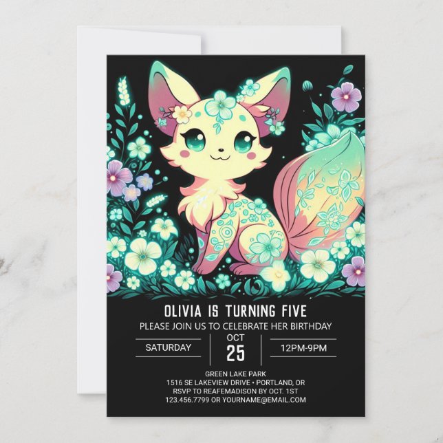 Cartoon Fox Digital Birthday Invitation (Front)