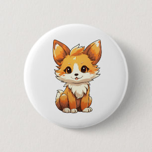 Cartoon fox illustration 6 cm round badge