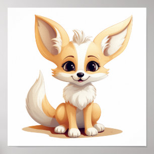 Cartoon fox illustration poster