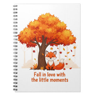 Cartoon Fox in Autumn with Fall Quote Illustration Notebook