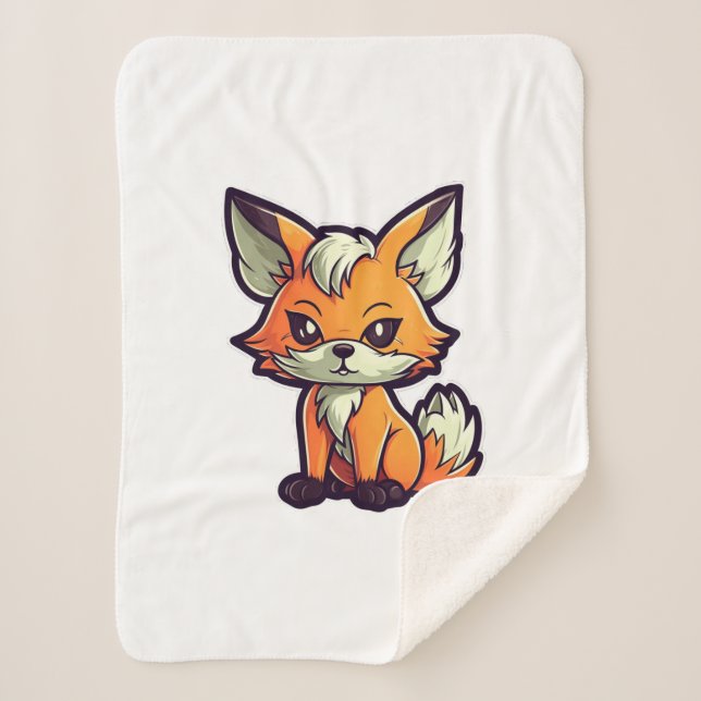 CARTOON FOX SHERPA BLANKET (Front)