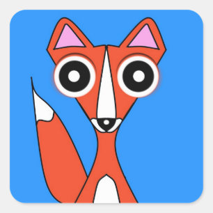 Cartoon Fox Square Sticker
