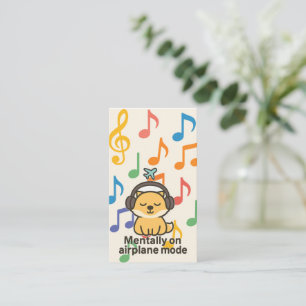 Cartoon Fox Sticker Mentally on Aeroplane Mode Enclosure Card