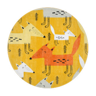 Cartoon Foxes: Colourful Neutral Design Cutting Board