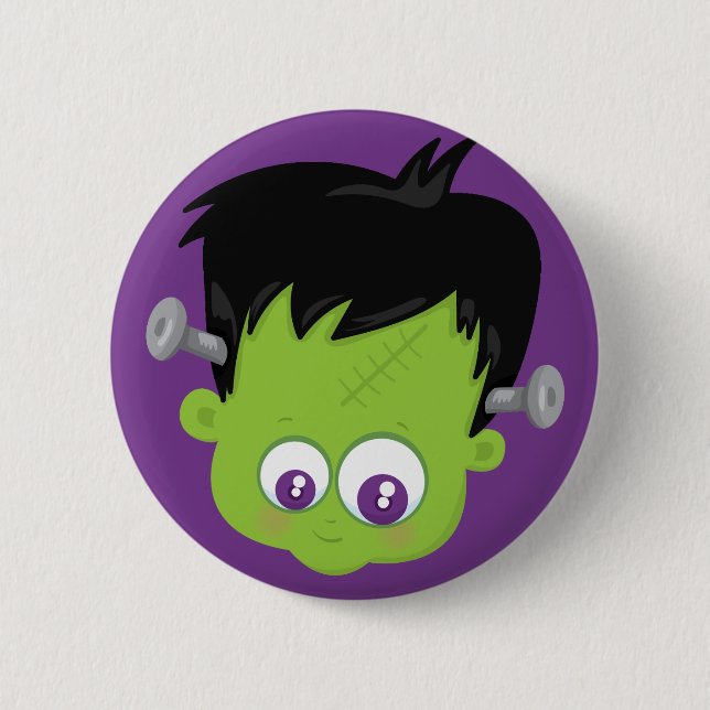 Cartoon Frankenstein Halloween Purple Fun 6 Cm Round Badge (Front)