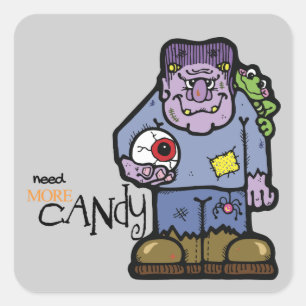 Cartoon Frankenstein Halloween Square Sticker