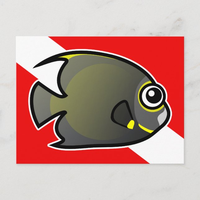 Cartoon French Angelfish Dive Flag Postcard (Front)
