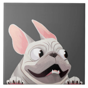 Cartoon French Bulldog Ceramic Tile