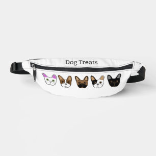 Cartoon French Bulldog Face Dog Treat Bum Bags