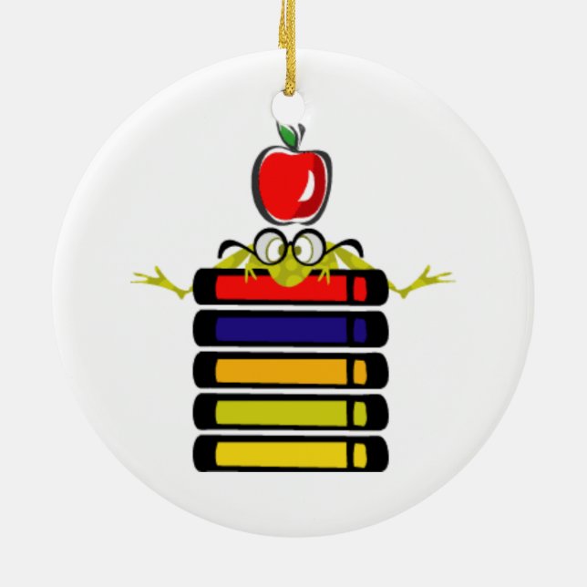cartoon frog and books ornament (Back)