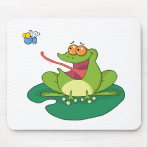 Cartoon Frog Catching Fly Mouse Pad