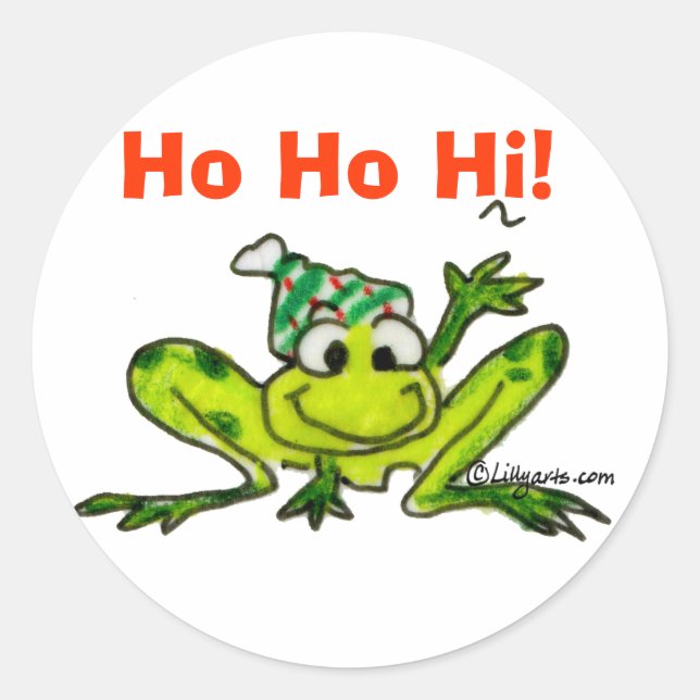 Cartoon Frog Christmas Sticker (Front)