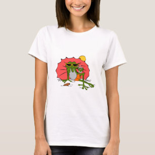 Cartoon Frog Sunbathing with a Drink T-Shirt