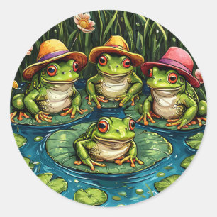 Cartoon frogs classic round sticker