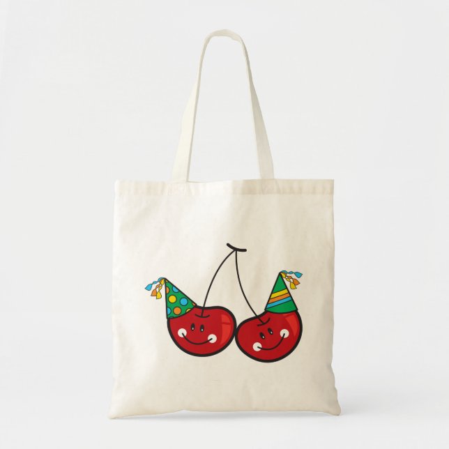 Cartoon Fun Comic Funny Cheeky Red Cherries Cherry Tote Bag (Front)