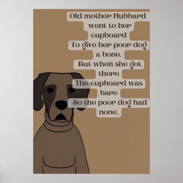 cartoon fun old mother Hubbard nursery rhyme Poster (Front)