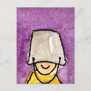 Cartoon Funny Bucket Head Character Postcard