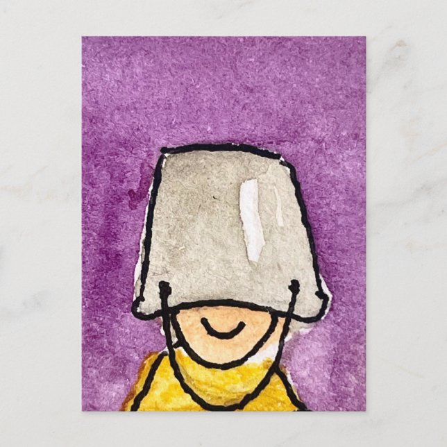 Cartoon Funny Bucket Head Character Postcard (Front)