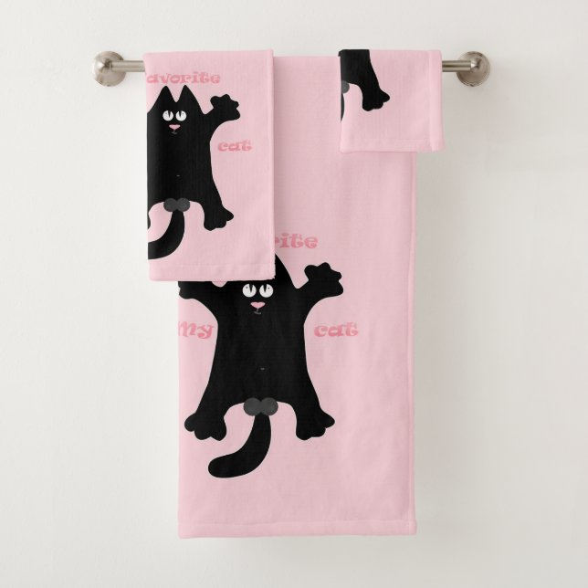 #cartoon #funny # cat throw pillow bath towel set (Insitu)