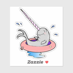Cartoon Funny Cute Kawaii Narwhal Splashing