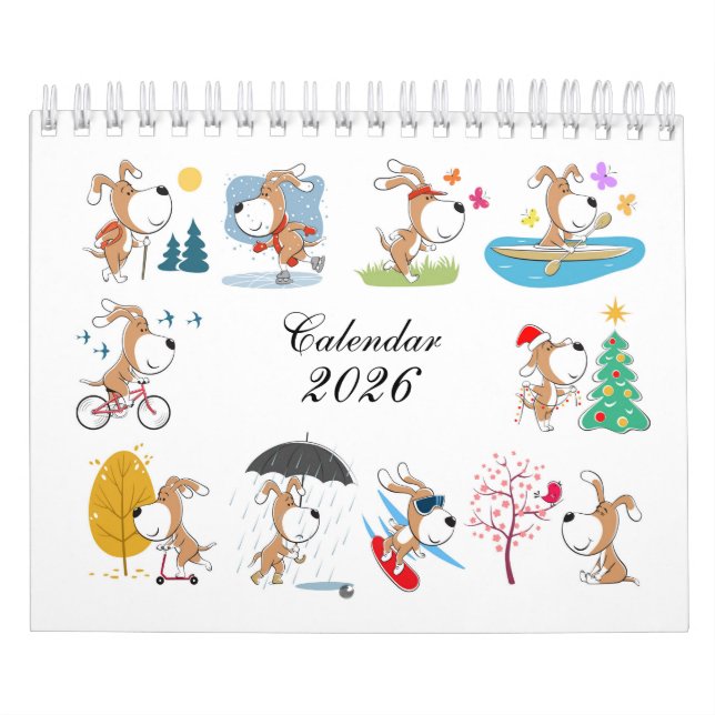 Cartoon Funny Cute Puppy Dog Lover 2026 Calendar (Cover)